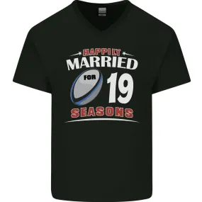 19 Year Wedding Anniversary 19th Rugby Mens V-Neck Cotton T-Shirt