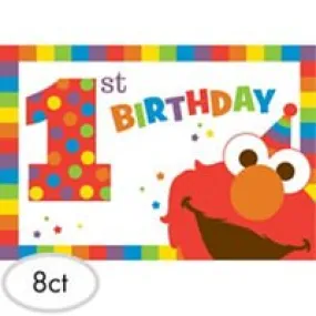 1st Birthday Elmo Sesame Street Party Supplies Invitations 8 count Elmo Fun to be One!