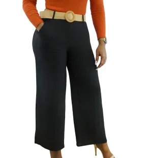 30061, Runway Ready Women's Wide Leg Pants W/Belt-(S-XL)