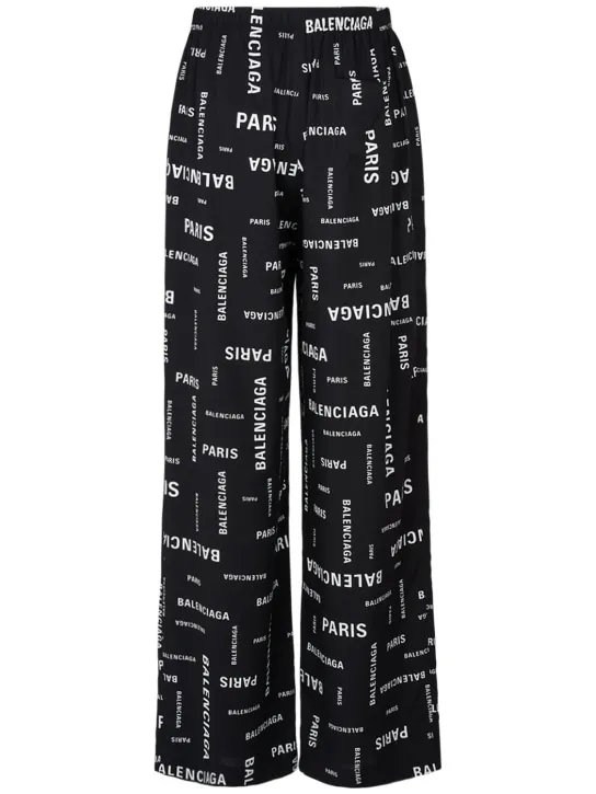 Balenciaga   Paris allover viscose poplin pants 