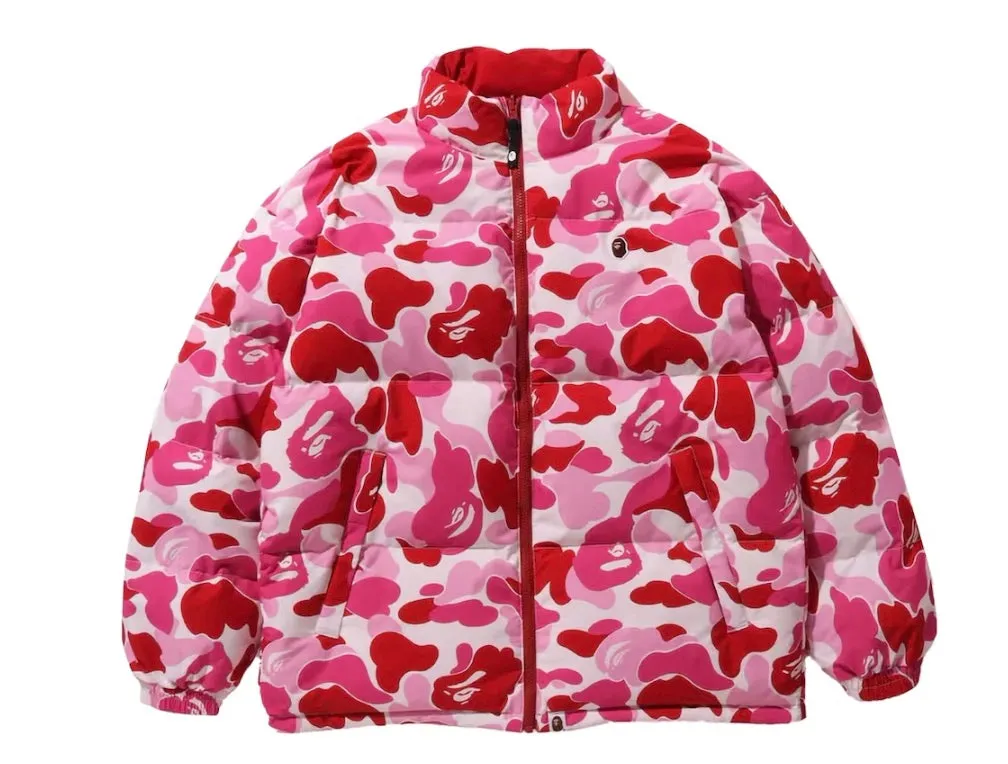 Stylish Reversible Pink BAPE ABC Camo Down Jacket - Limited Edition