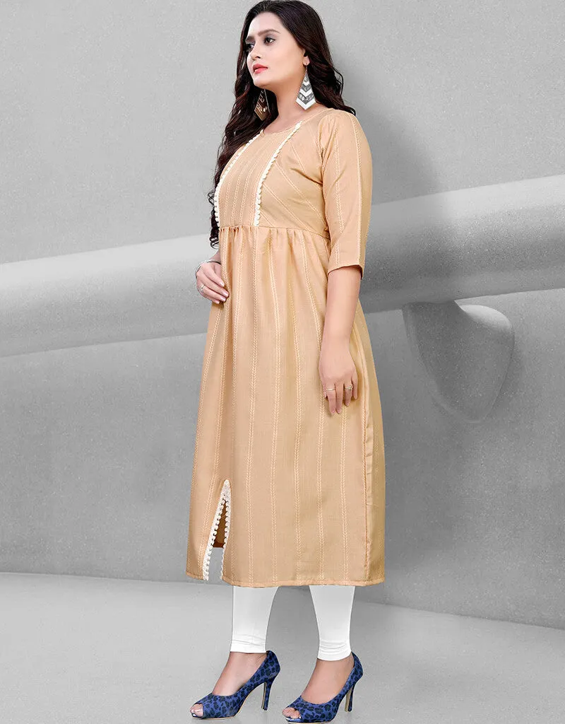 Beige Heavy Cotton Chudidar Kurti