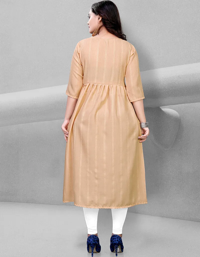 Beige Heavy Cotton Chudidar Kurti