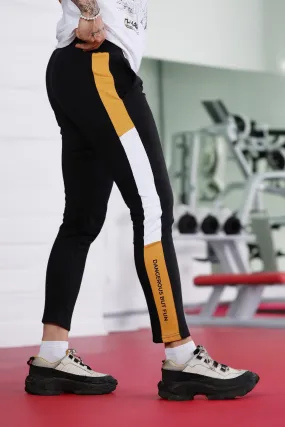 Black Tri-Color Panel Jog Pants - P22 - MTR034R