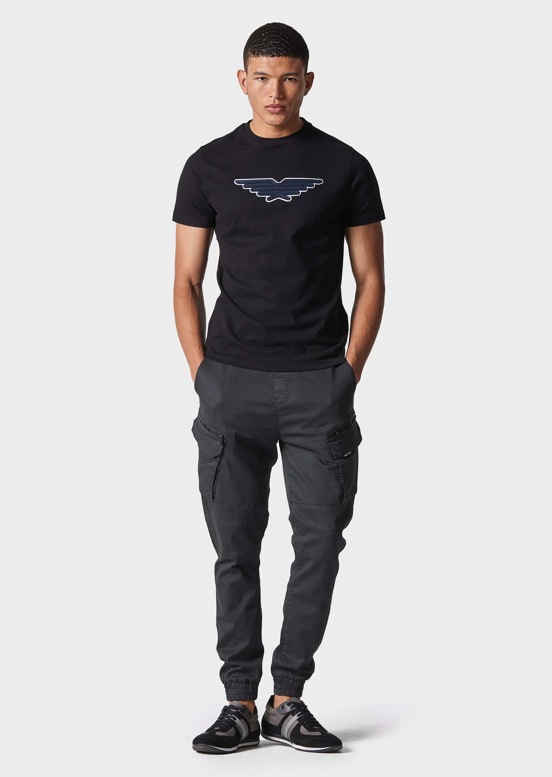 Bonetti Charcoal Slim Fit Cuffed Cargos
