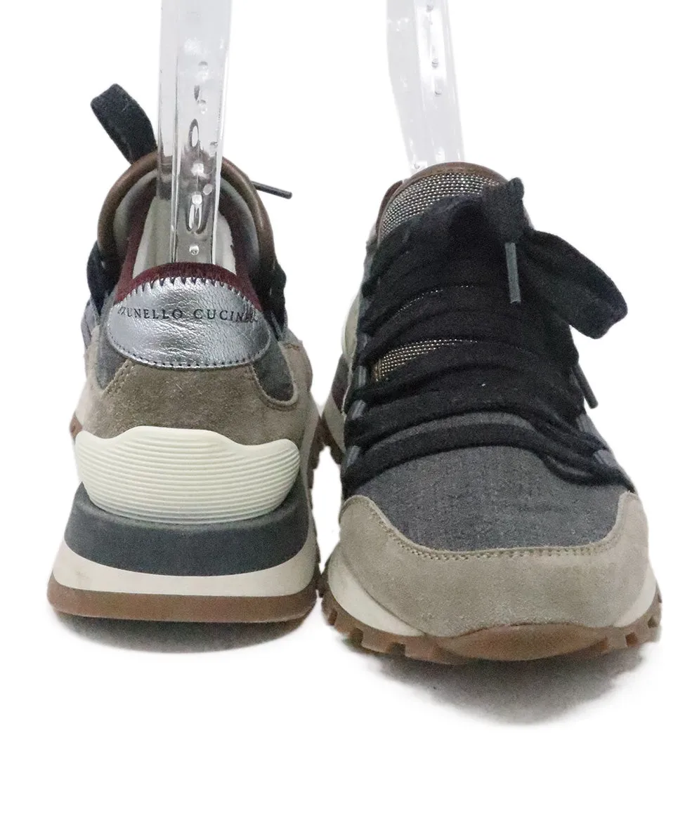 Brunello Cucinelli Grey Suede Sneakers sz 7