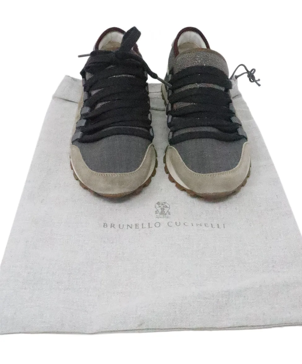 Brunello Cucinelli Grey Suede Sneakers sz 7