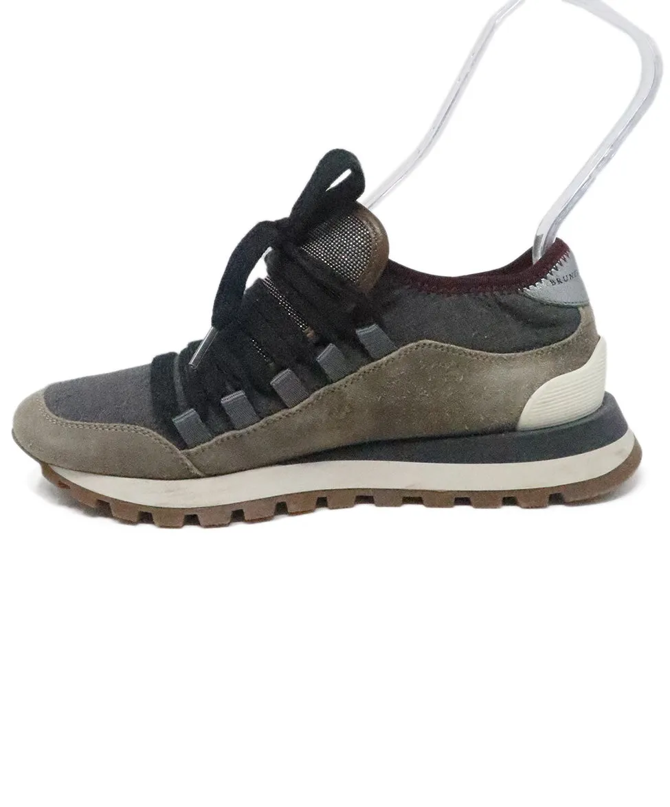 Brunello Cucinelli Grey Suede Sneakers sz 7