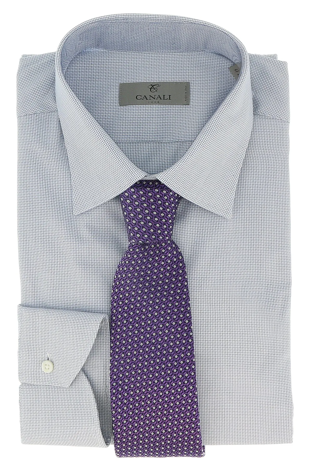 Canali Blue Weave Formal Shirts