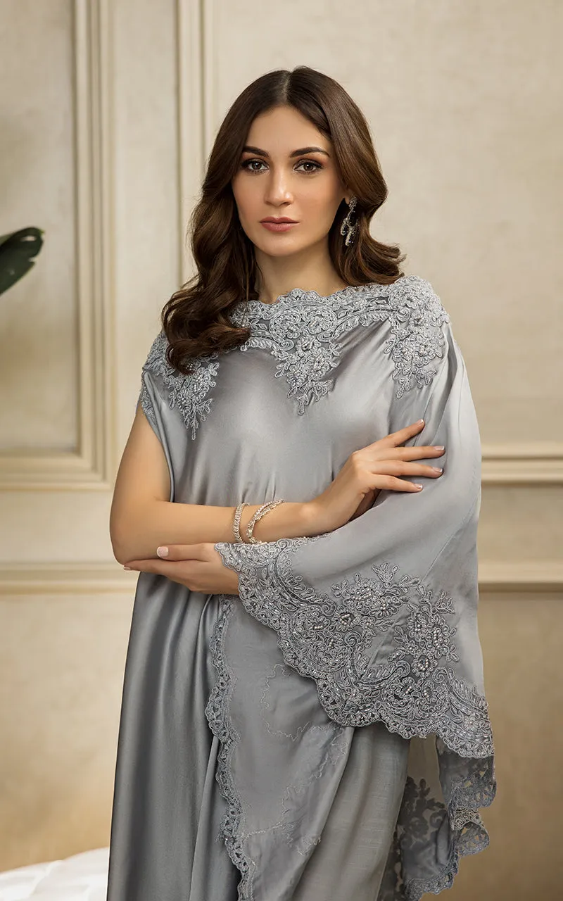 Chamois Embroidered Kaftan With Trouser