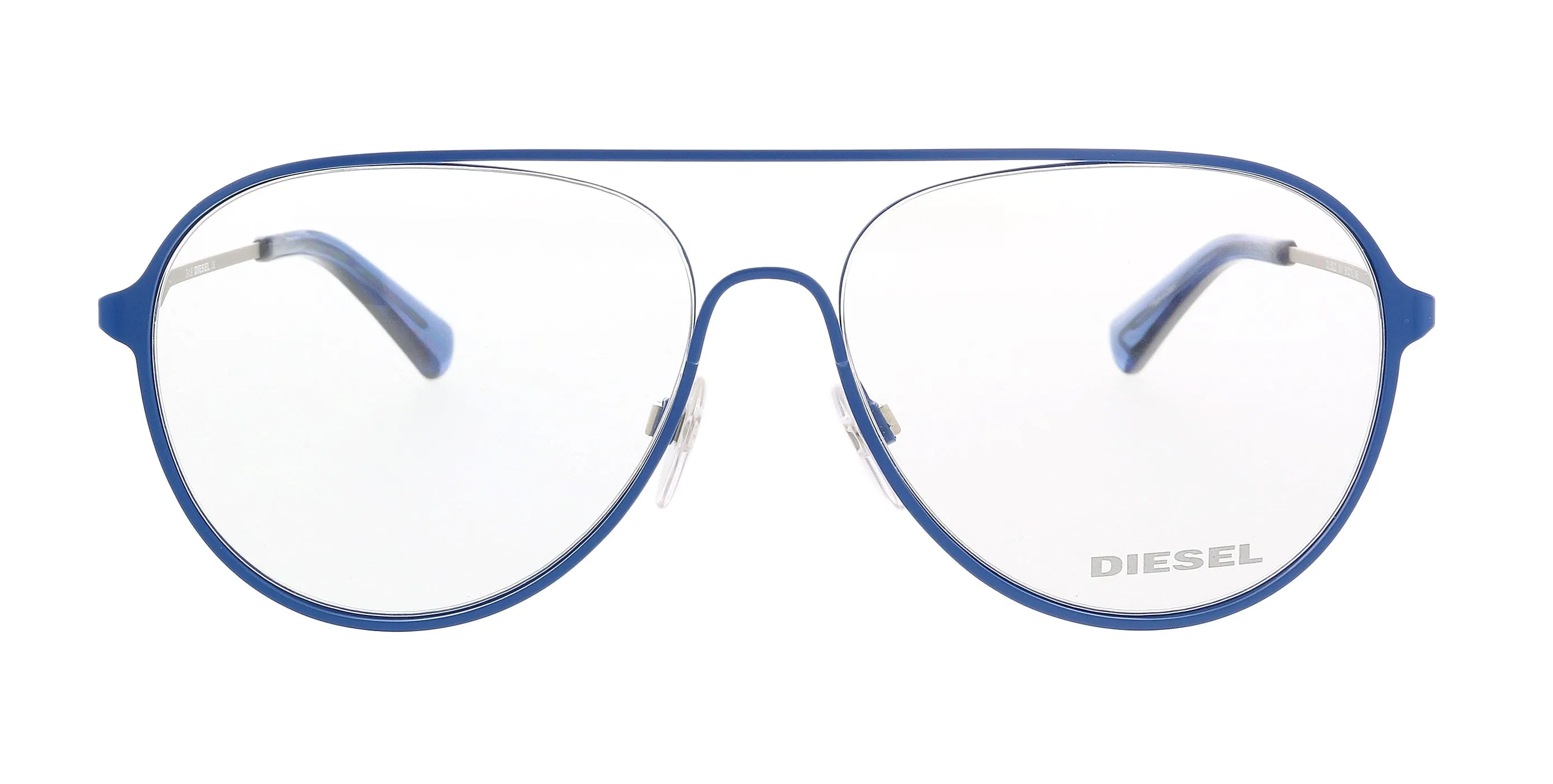 Diesel DL5322 Matte Blue Semi-Rimless Round Eyeglasses