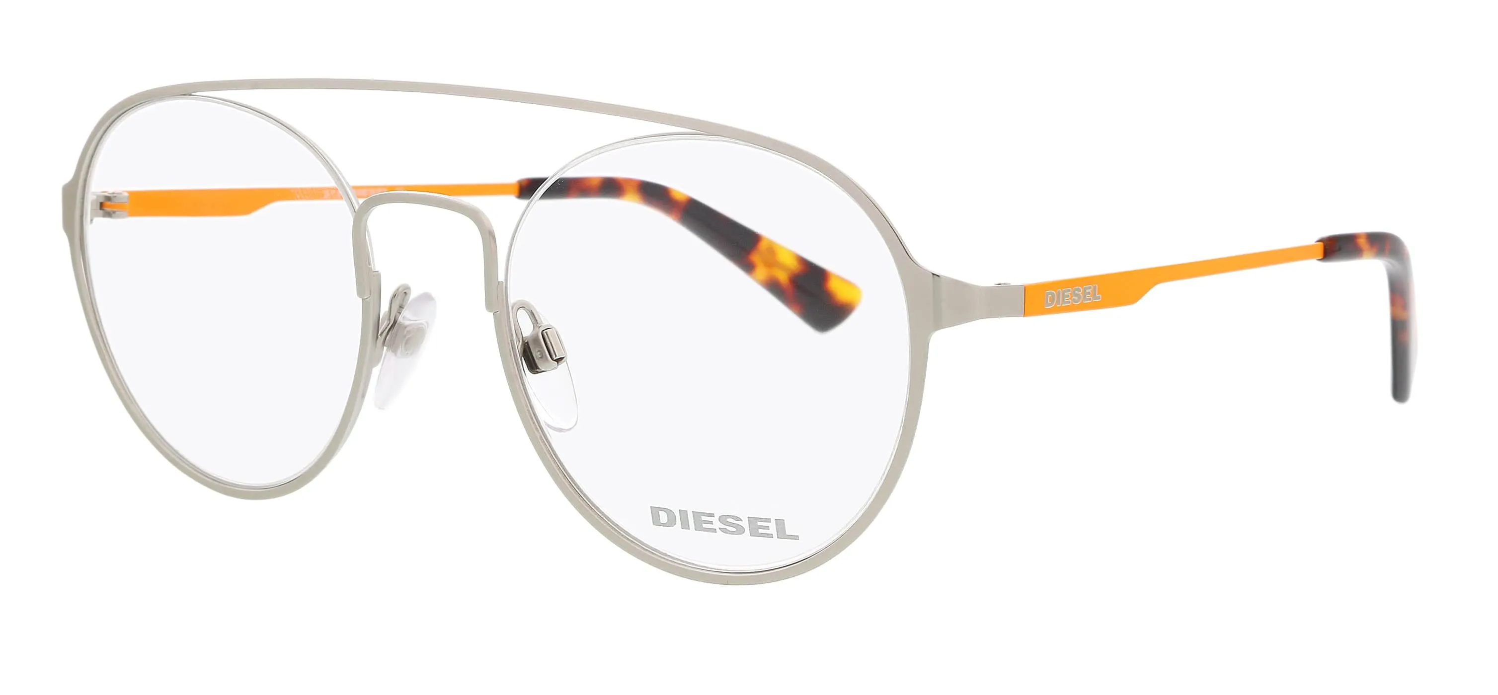 Diesel DL5323 Matte Palladium Semi-Rimless Round Eyeglasses