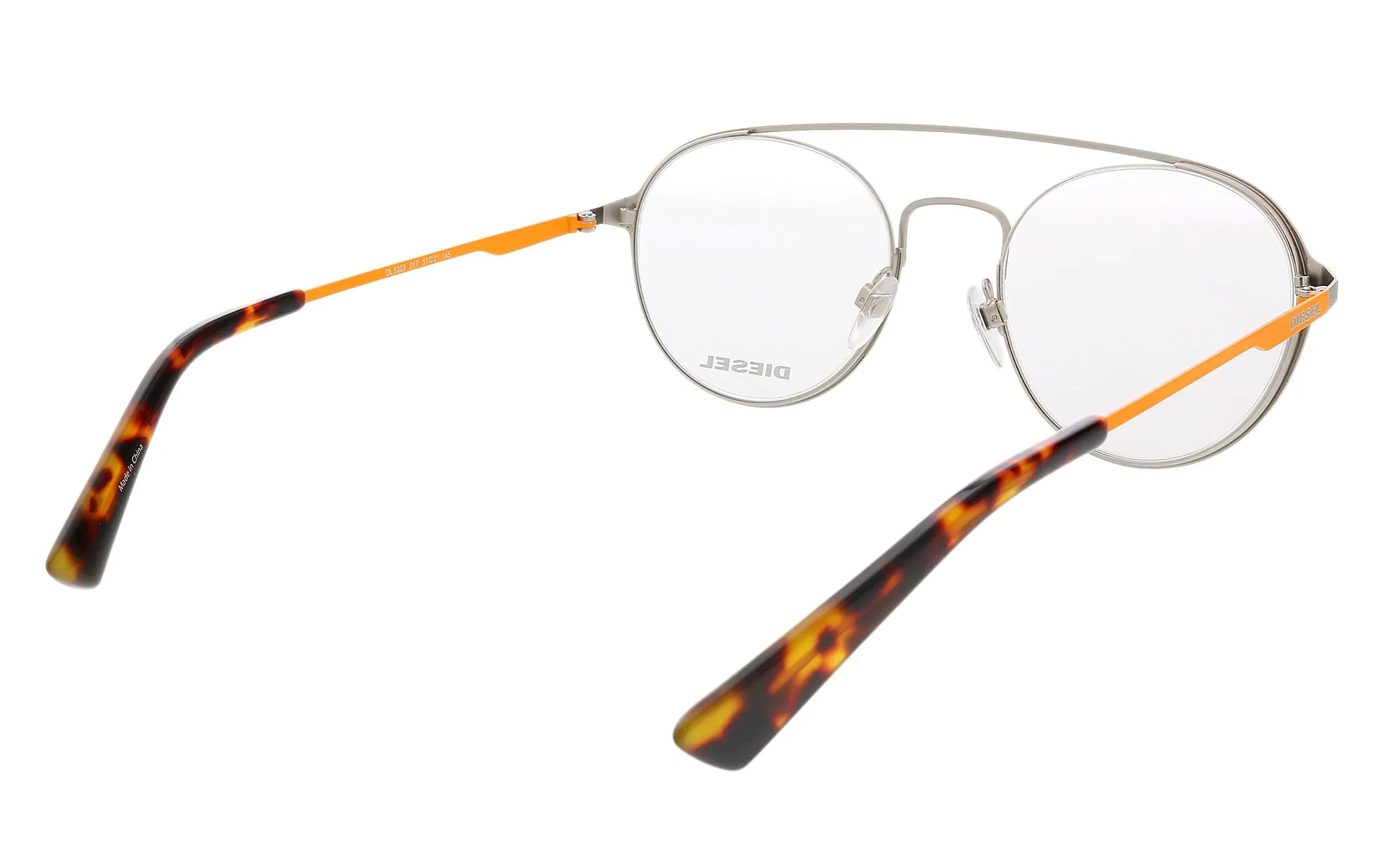 Diesel DL5323 Matte Palladium Semi-Rimless Round Eyeglasses