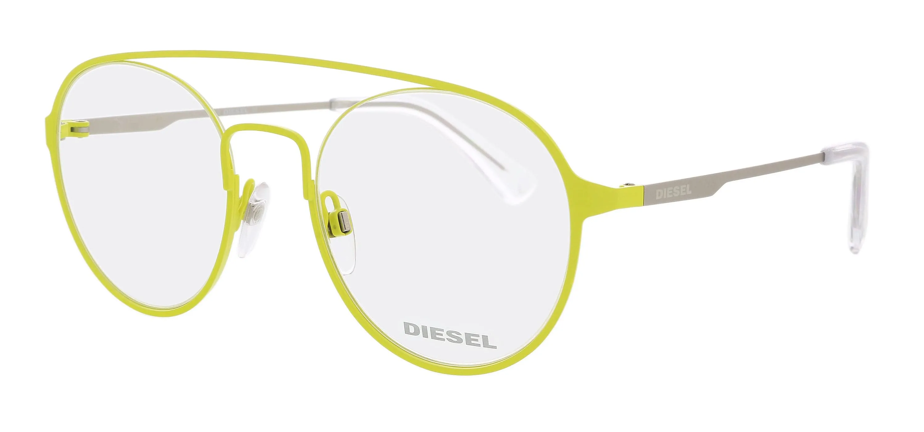 Diesel DL5323 Matte Yellow Semi-Rimless Round Eyeglasses