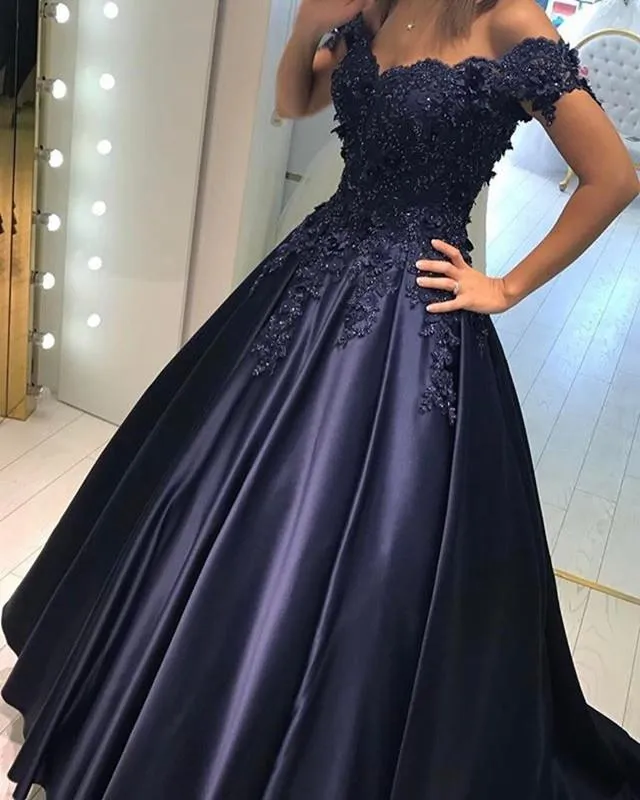 Emerald Green Lace Flower Off Shoulder Prom Dresses 2020