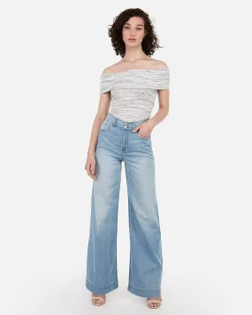High Waisted Lightweight Wide Leg Jeans in Light Wash