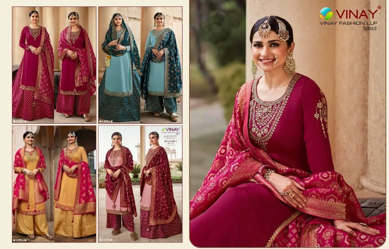 KASEESH BENCHMARK VOL-2 BY VINAY FASHION 14551 TO 14558 SERIES BEAUTIFUL STYLISH FULL STITCHED SUITS
