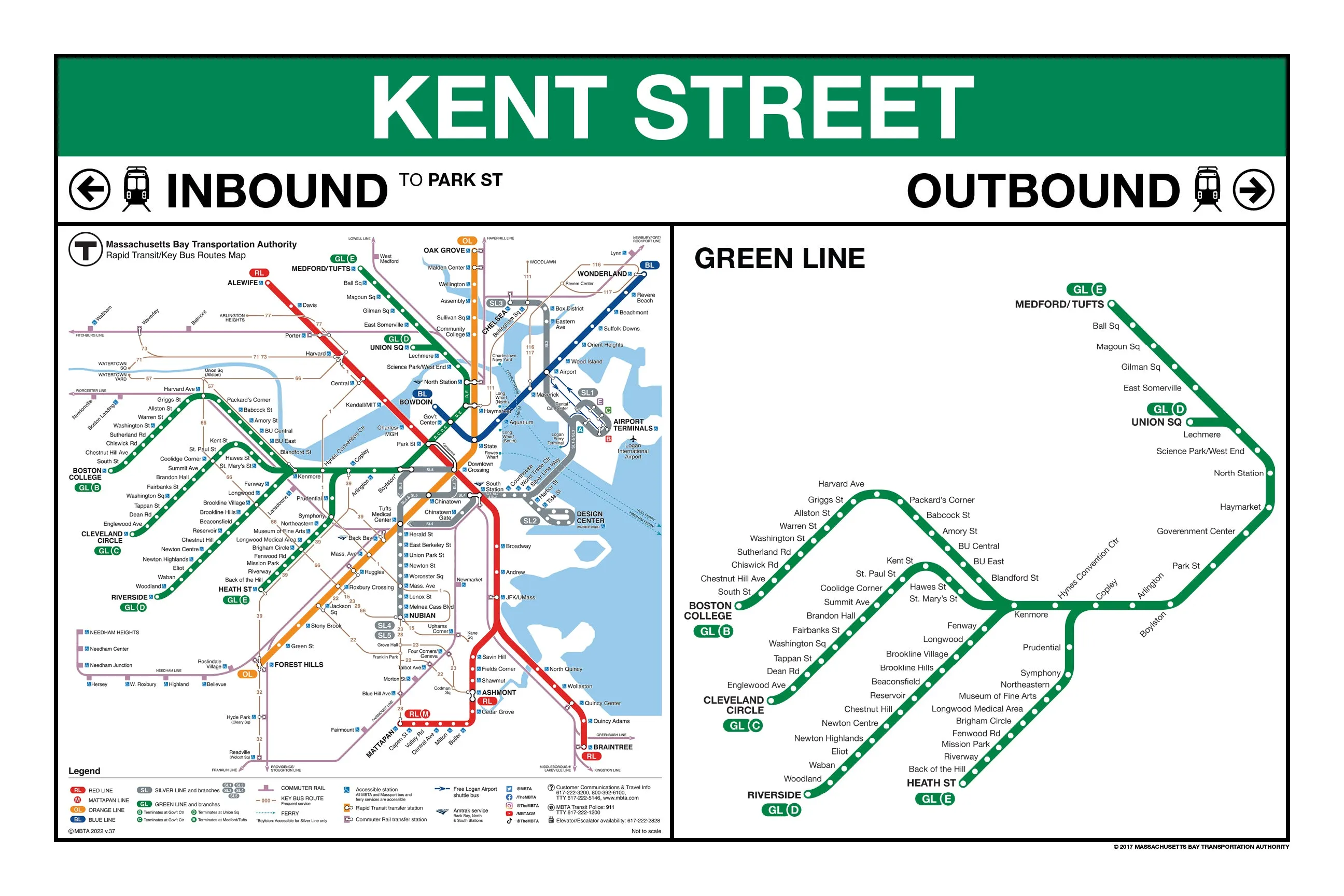MBTA Green Line Station Panel Prints (18"x24")