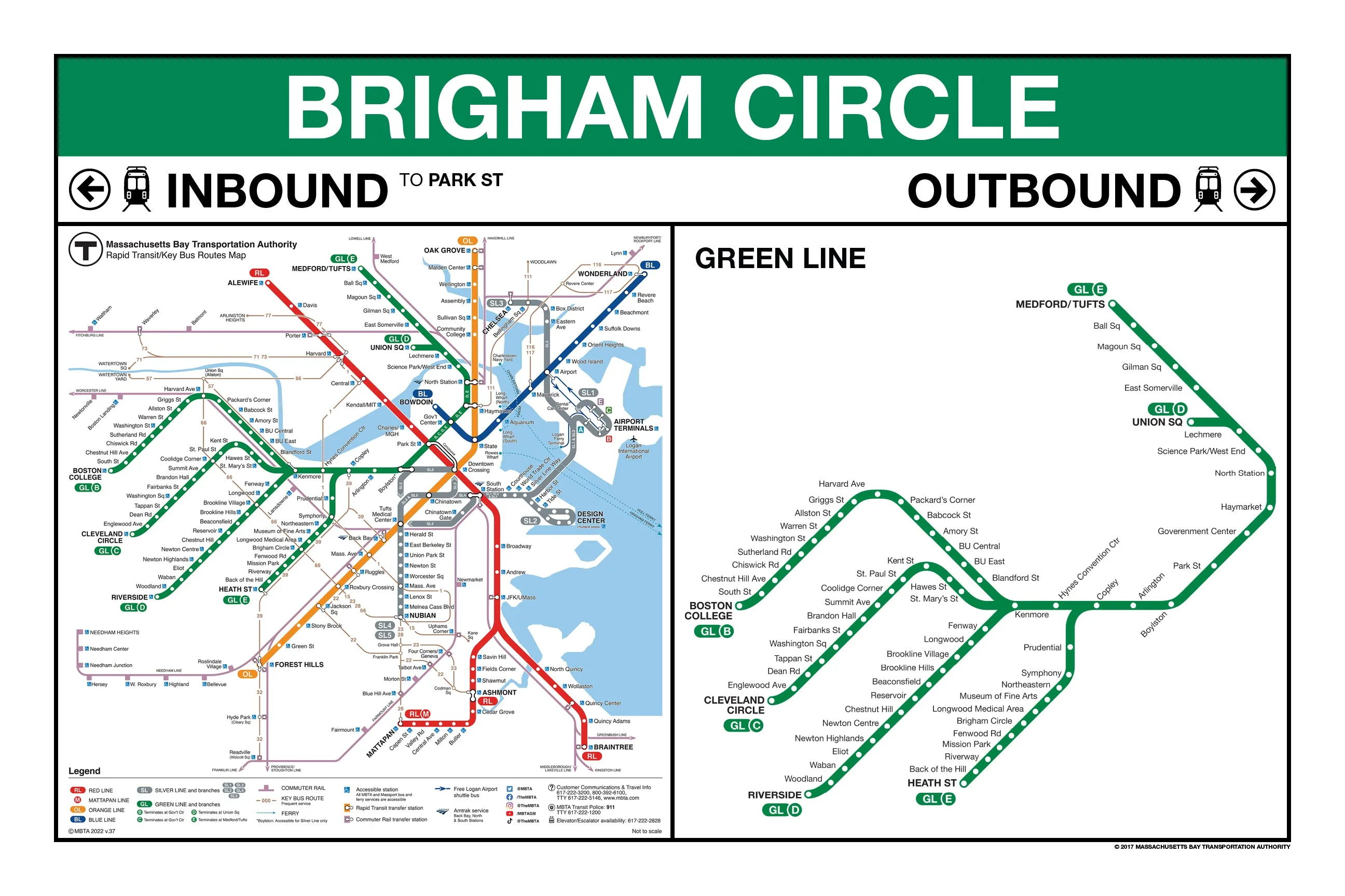 MBTA Green Line Station Panel Prints (18"x24")