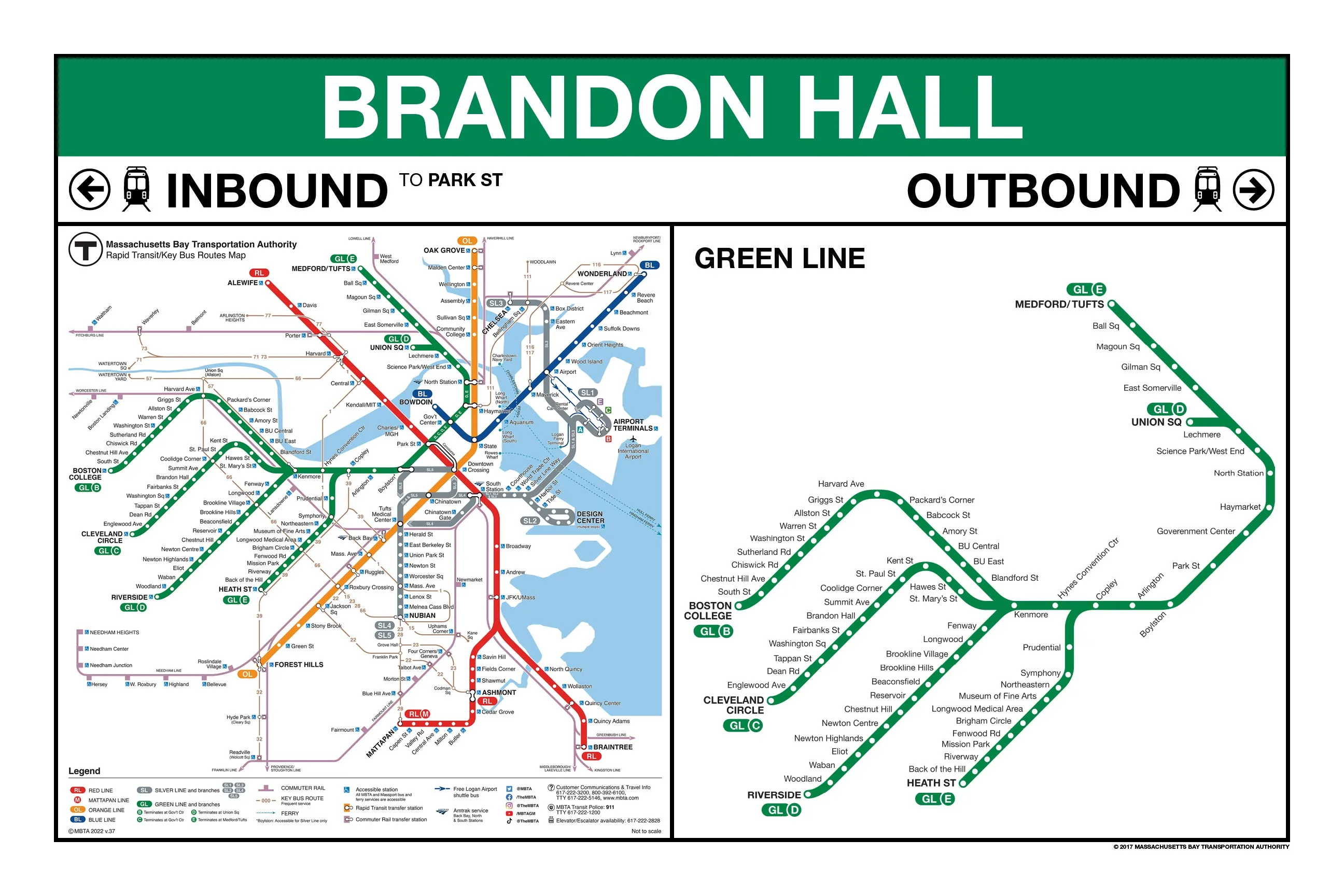 MBTA Green Line Station Panel Prints (18"x24")