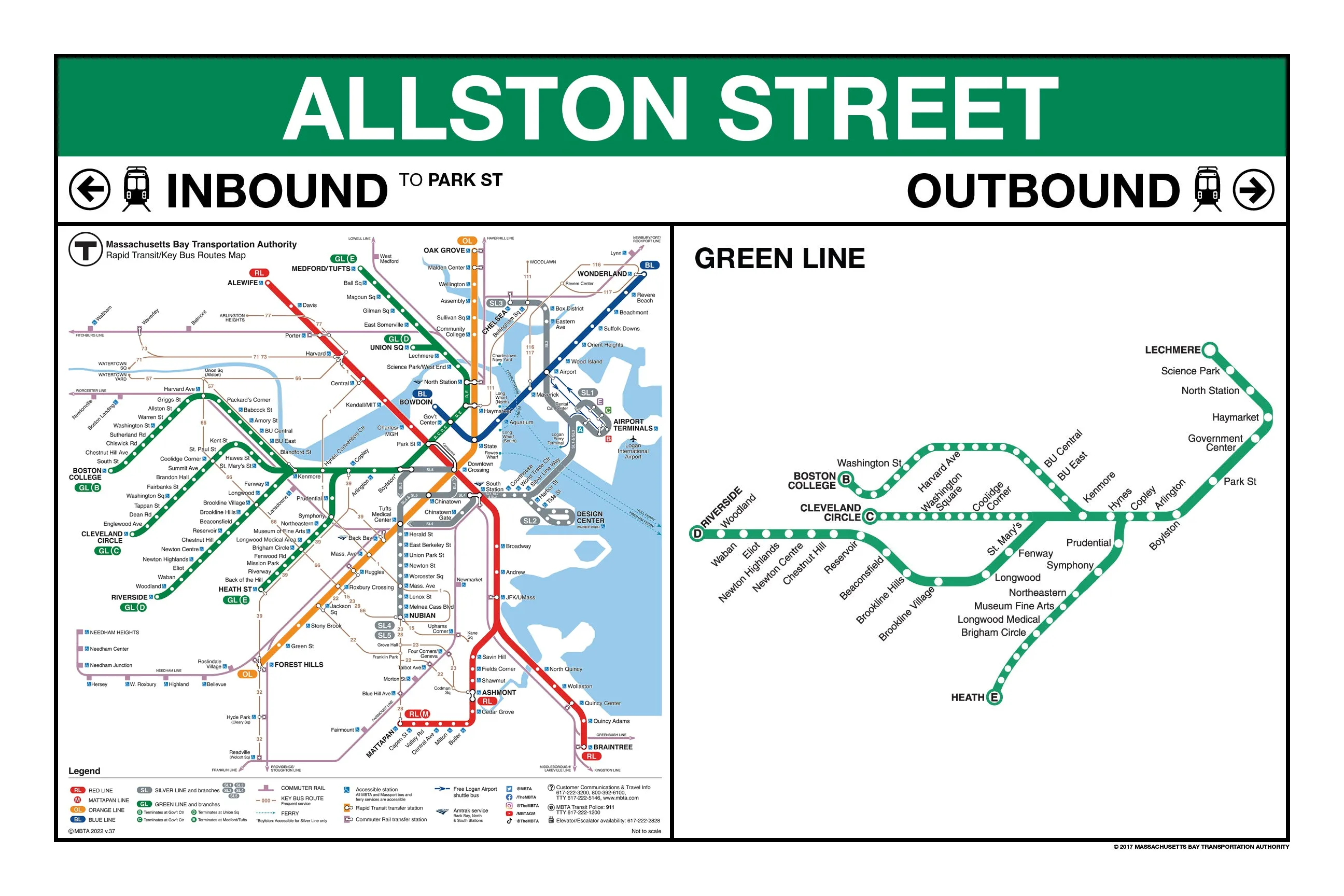 MBTA Green Line Station Panel Prints (18"x24")