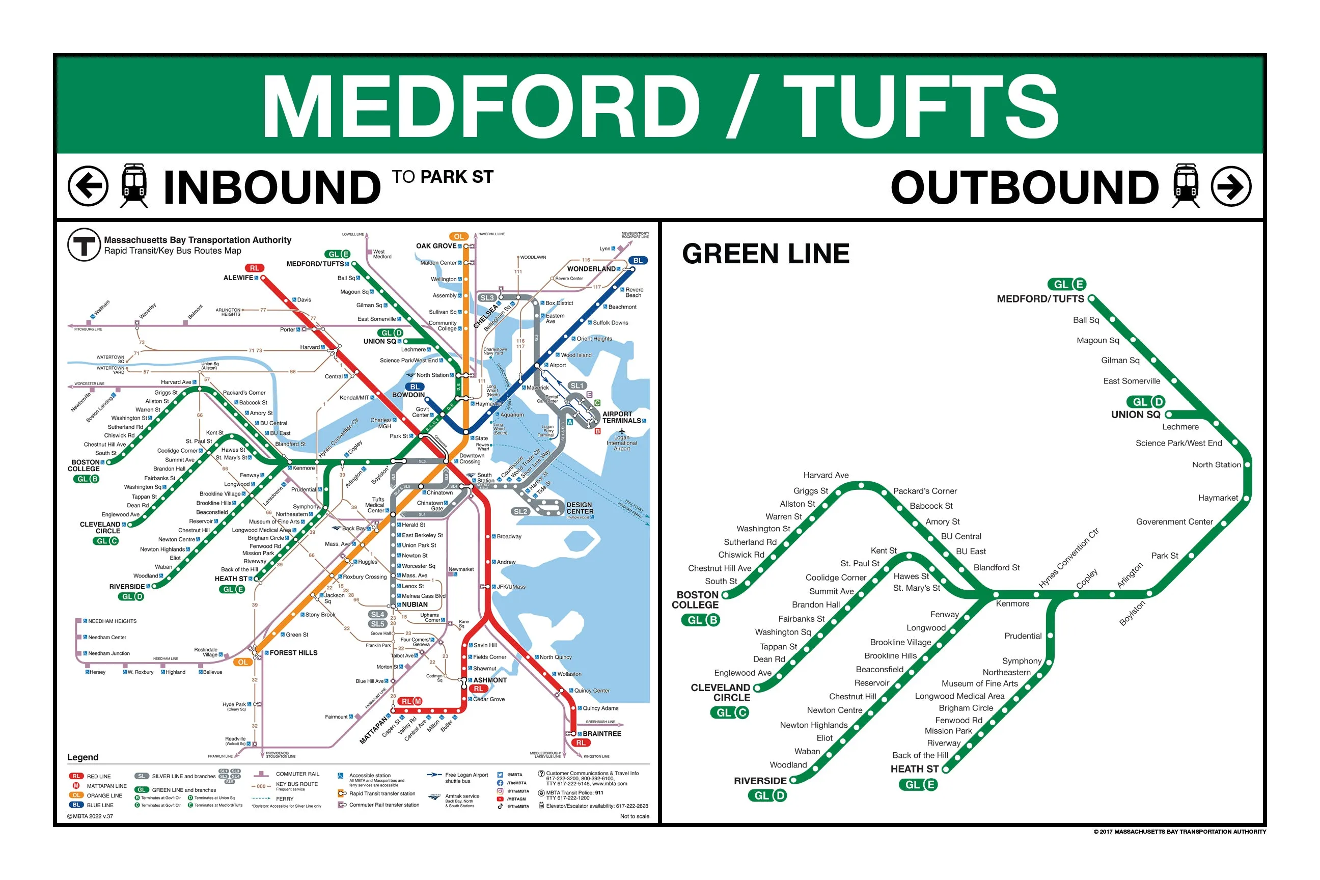 MBTA Green Line Station Panel Prints (18"x24")