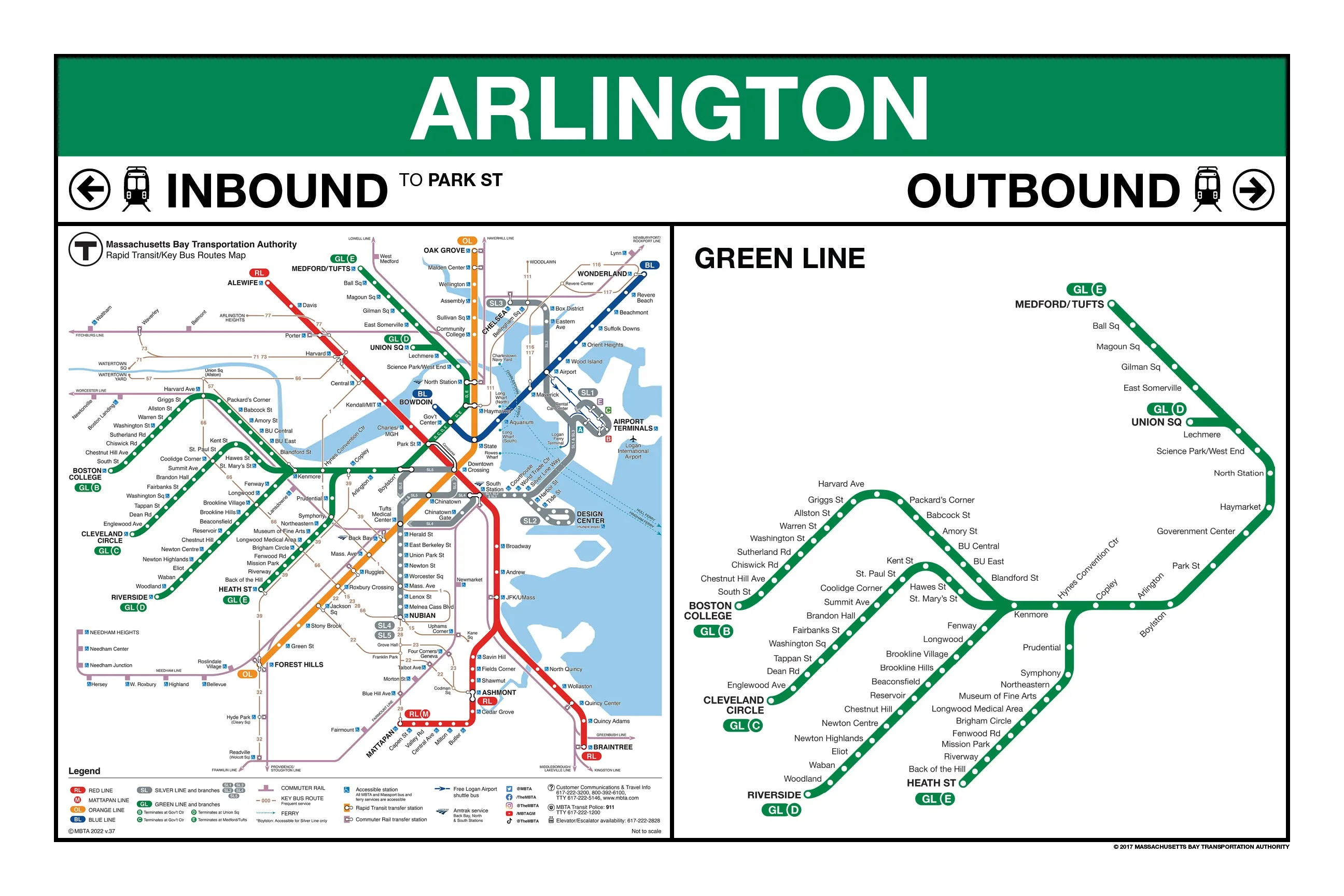 MBTA Green Line Station Panel Prints (18"x24")
