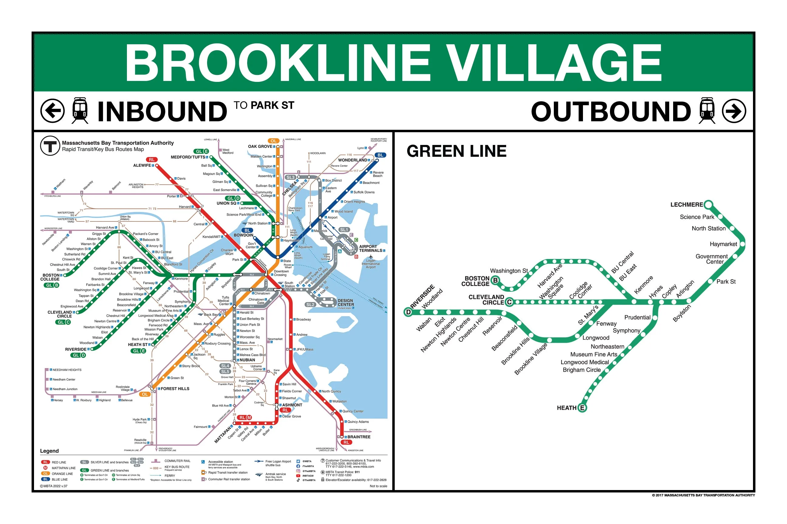 MBTA Green Line Station Panel Prints (18"x24")
