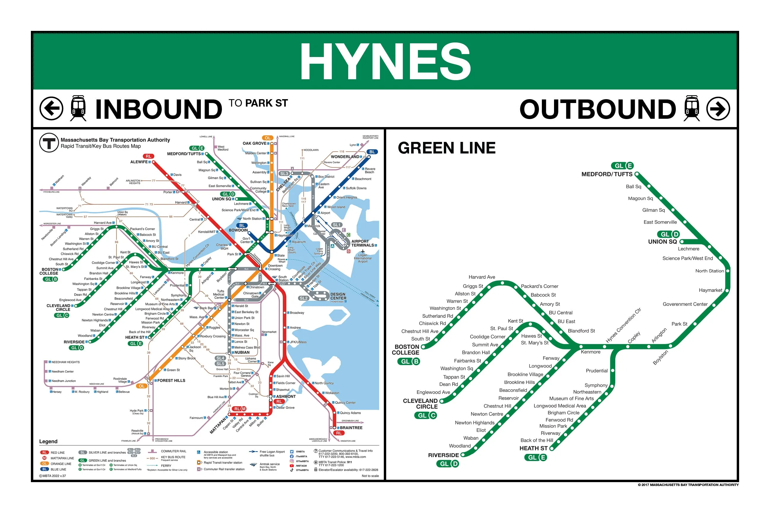 MBTA Green Line Station Panel Prints (18"x24")
