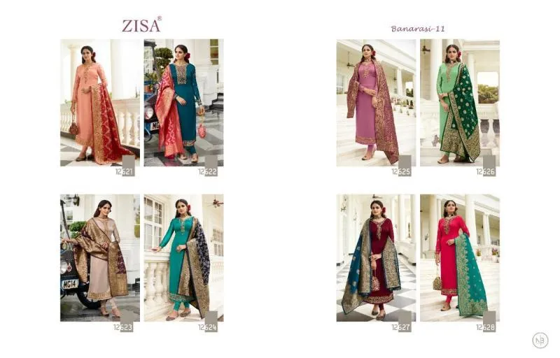 Meera Trendz Zisa Banarasi Vol-11 12621-12628 Series Full Stitched Suite