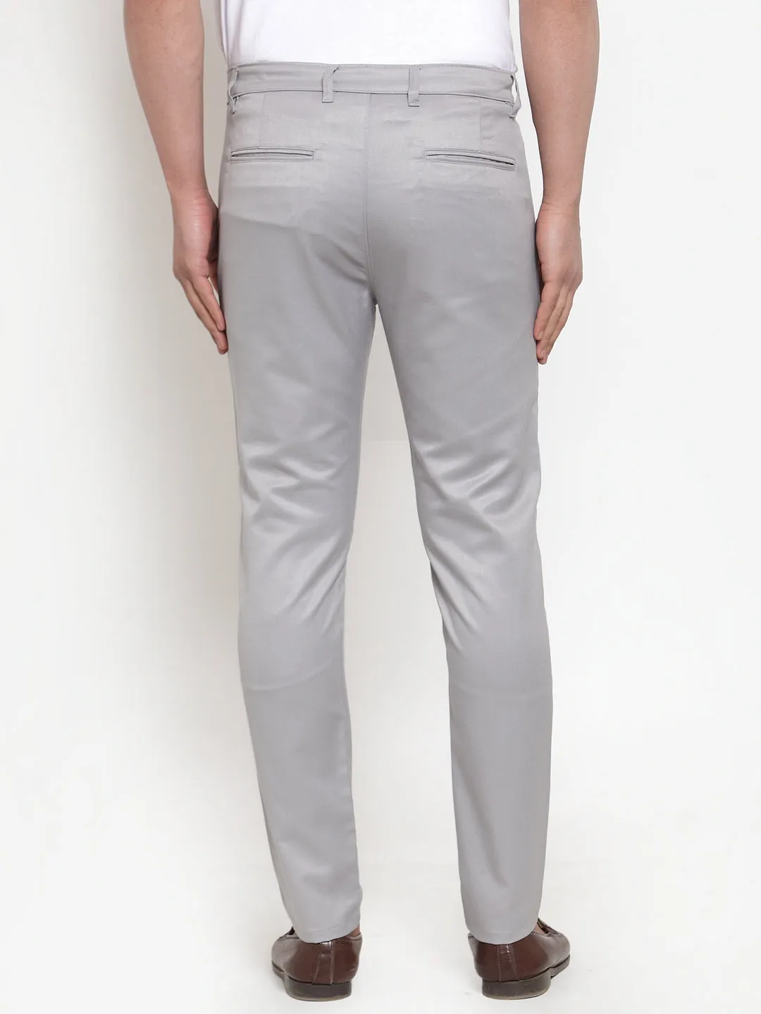 Men's Grey Solid Formal Trousers ( FGP 253Light-Grey ) - Jainish