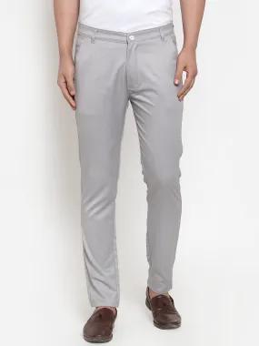 Men's Grey Solid Formal Trousers ( FGP 253Light-Grey ) - Jainish