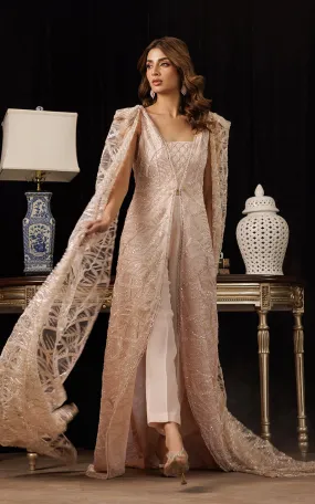 Net Embroidered Jacket with Embroidered Tube & Trouser
