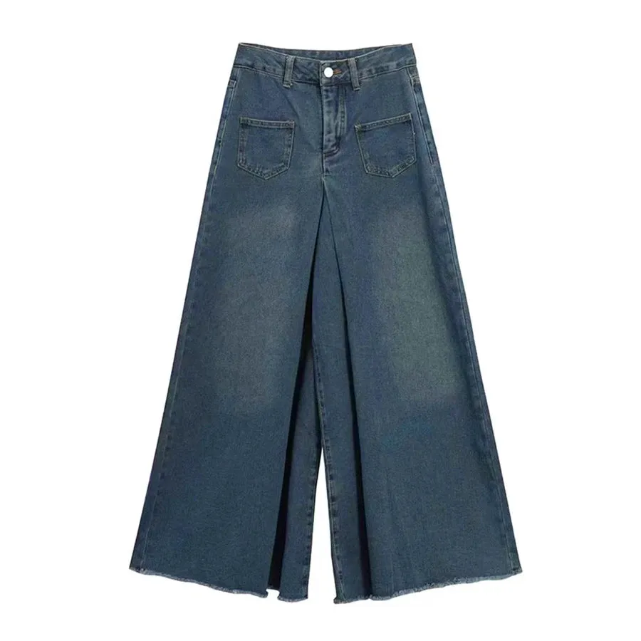 Oversize-Jeans im Goth & E-Girl StilHigh Waist mit weitem Bein