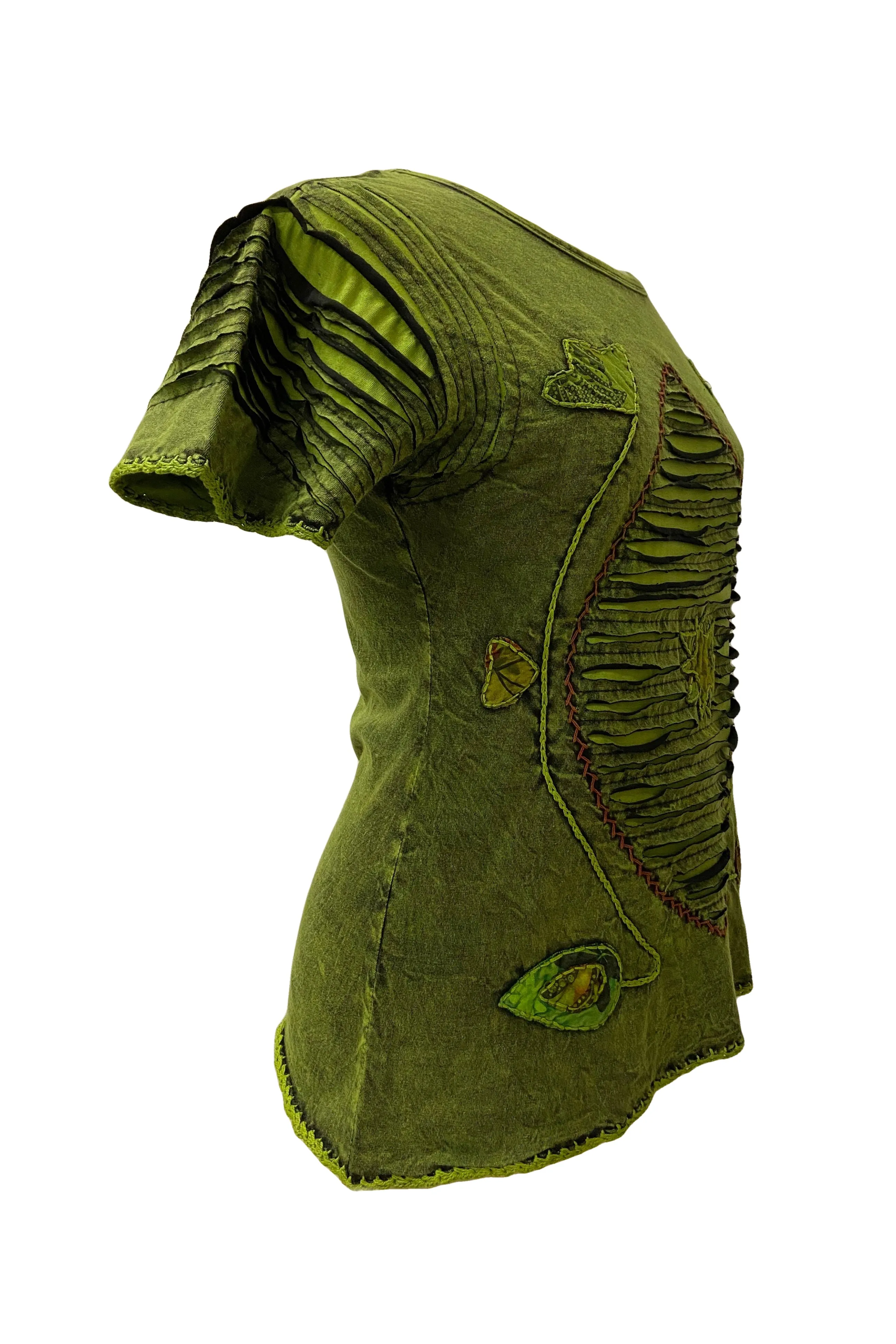 R 133 Boho Chic Gypsy Funky Razor Cut Cap Sleeve Blouse