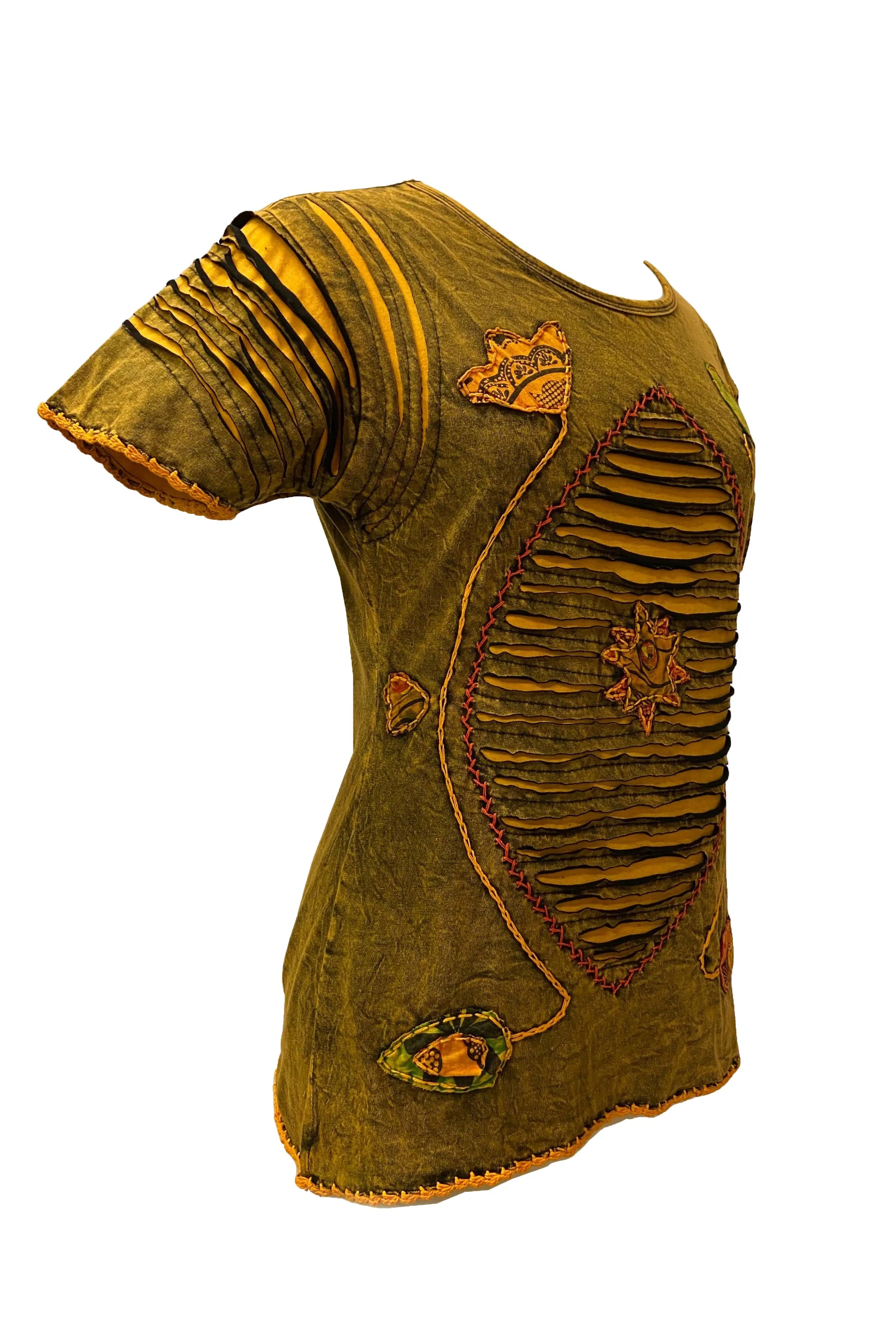 R 133 Boho Chic Gypsy Funky Razor Cut Cap Sleeve Blouse