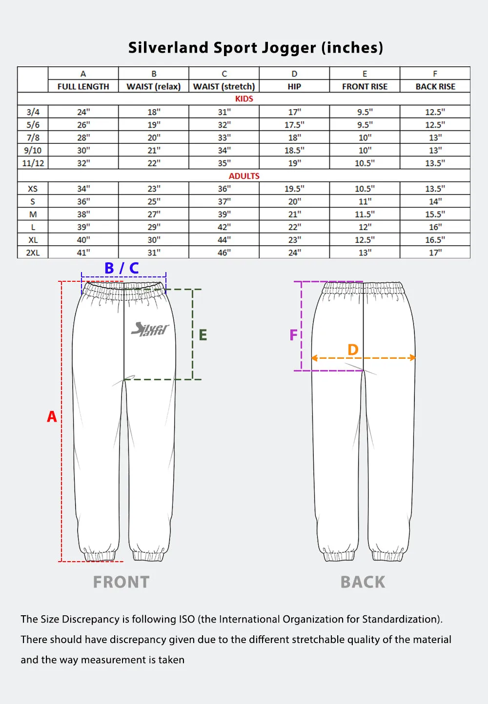 SILVERLAND SPORT JOGGER PANTS [KIDS] S0002