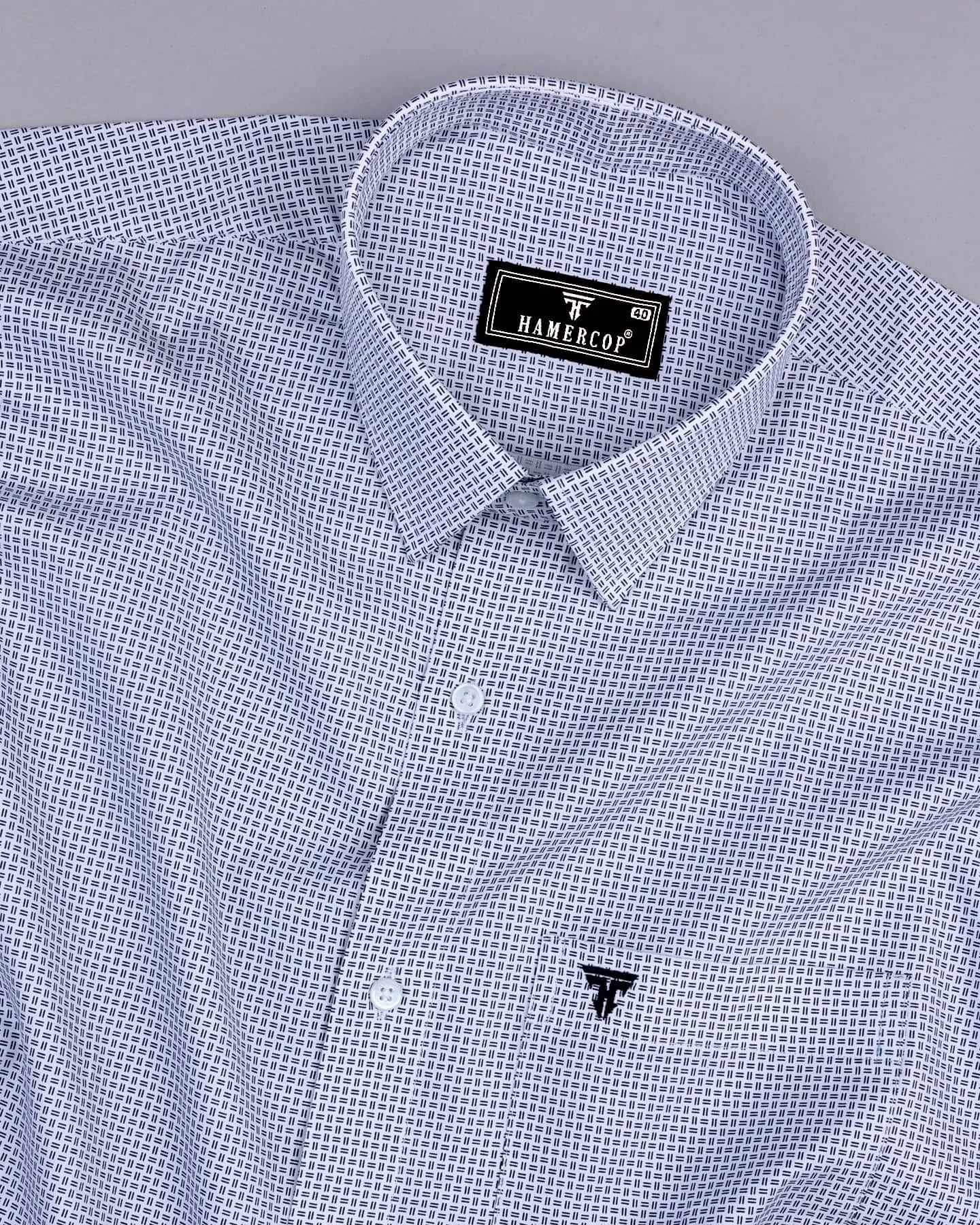 Splash Blue With White Printed Premium Cotton Shirt