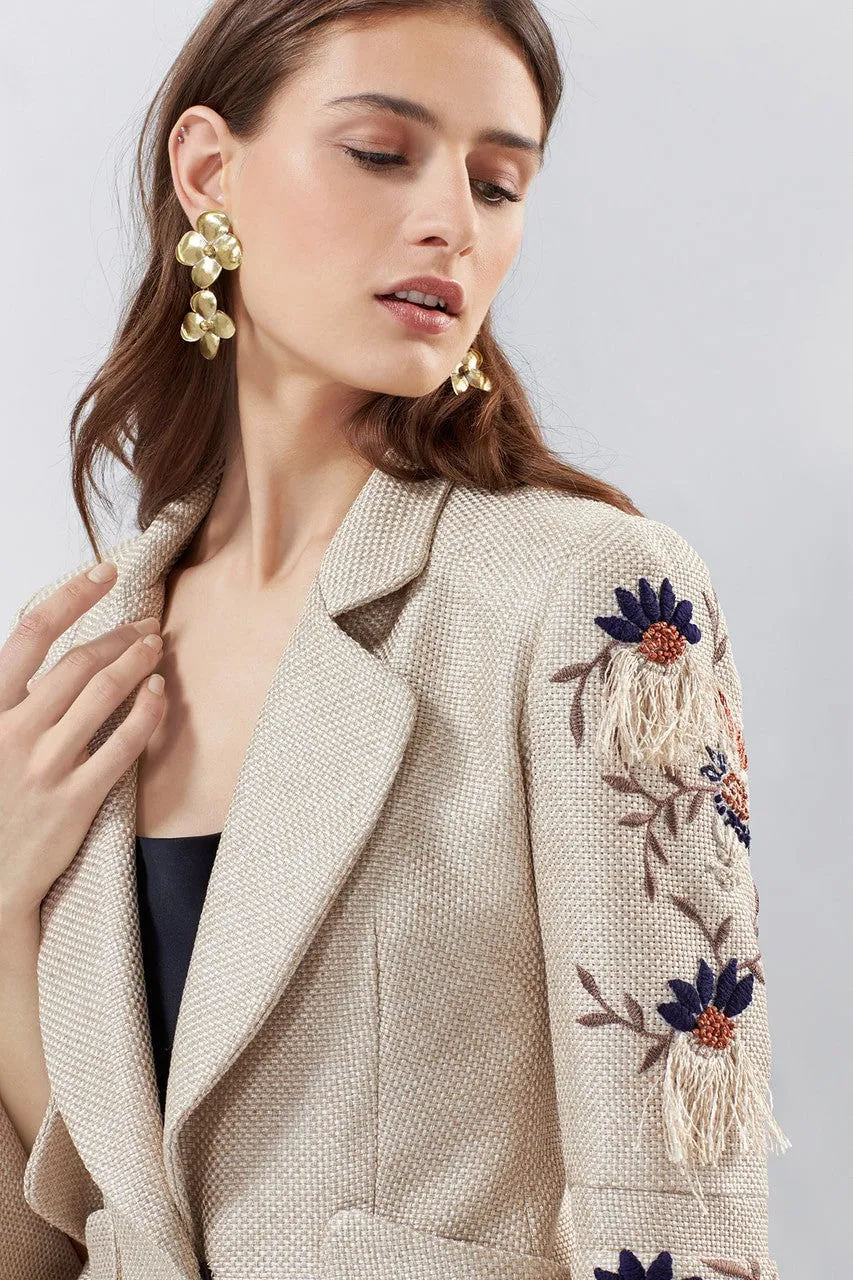 Straw Mixed Media Blazer Jacket