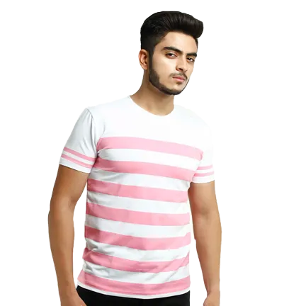 Striped Round Neck Unisex T-shirt