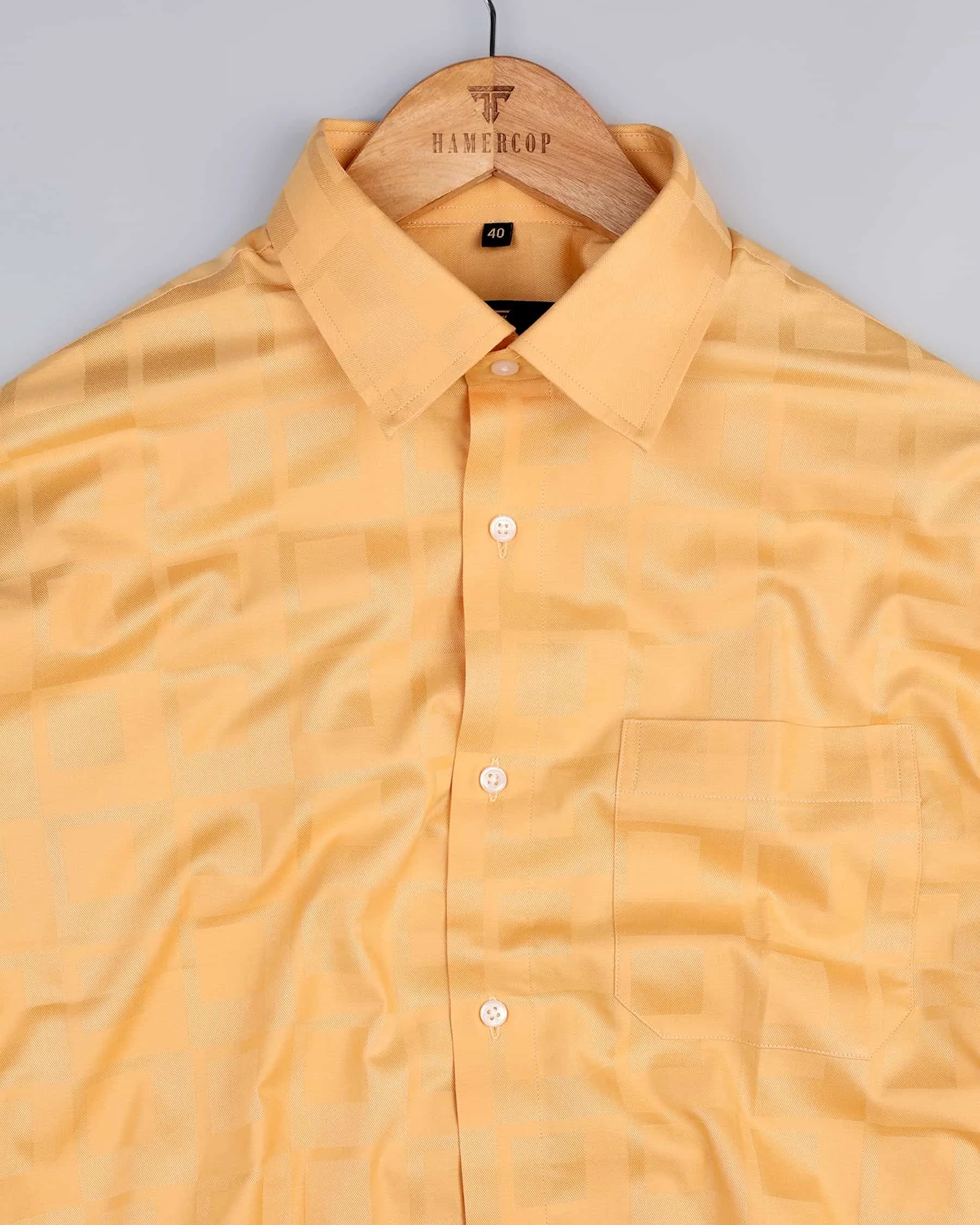 Viper Butterscotch Self Checked Dobby Jacquard Cotton Shirt